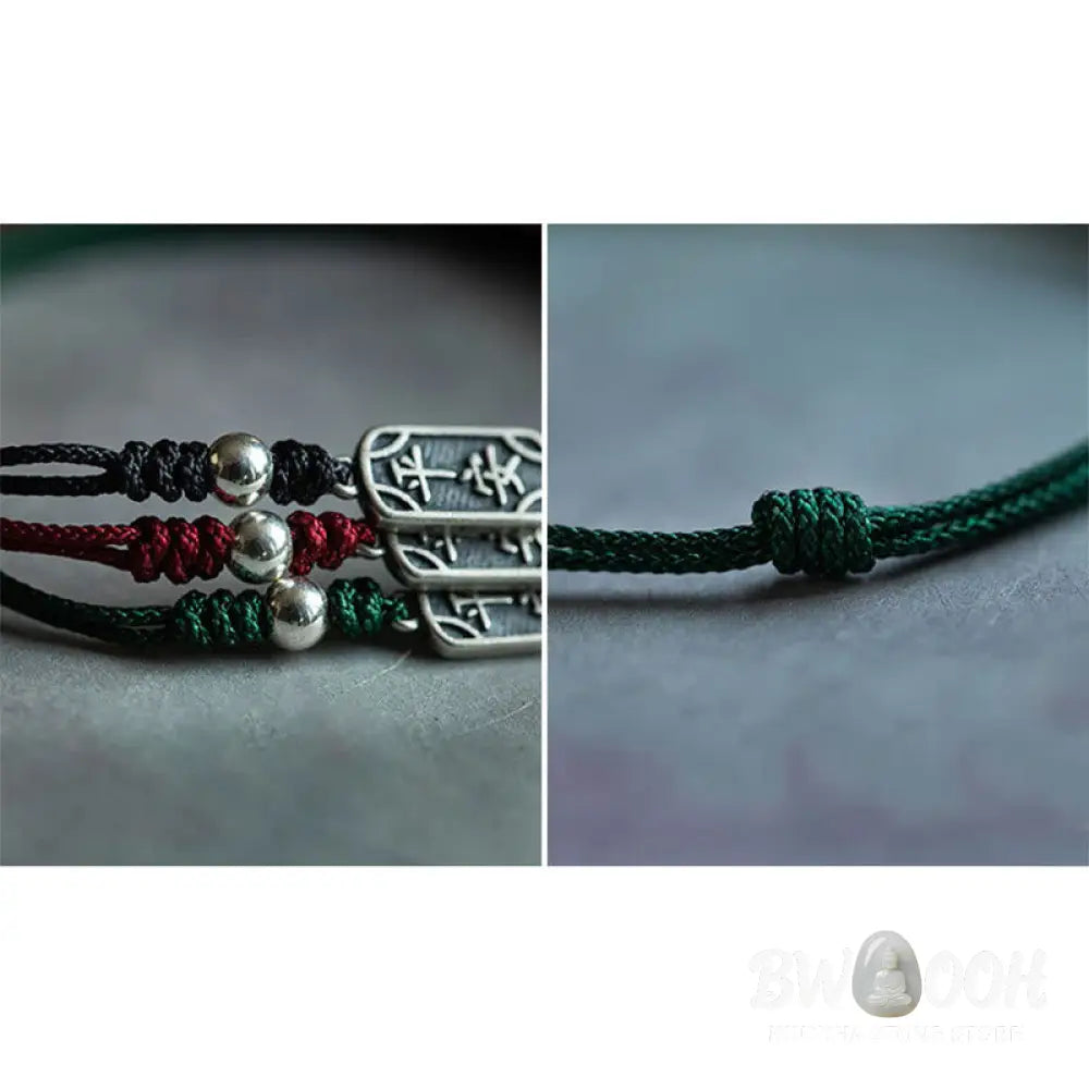Buddha Stones Handmade 925 Sterling Silver Peace And Joy Safe Well Protection Braided Bracelet - BWOOOH - Bracelet