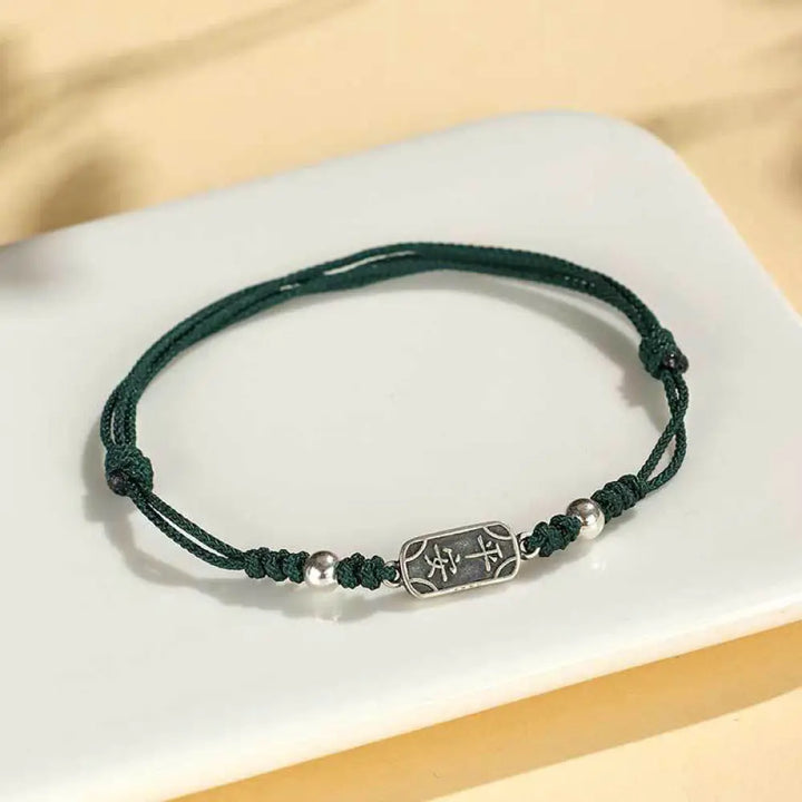 Buddha Stones Handmade 925 Sterling Silver Peace And Joy Safe Well Protection Braided Bracelet - BWOOOH - Green