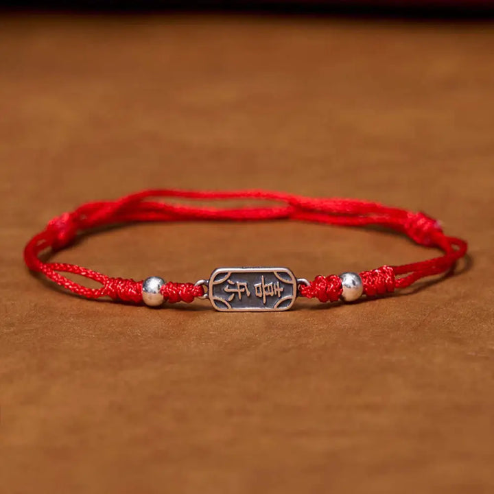 Buddha Stones Handmade 925 Sterling Silver Peace And Joy Safe Well Protection Braided Bracelet - BWOOOH - Red