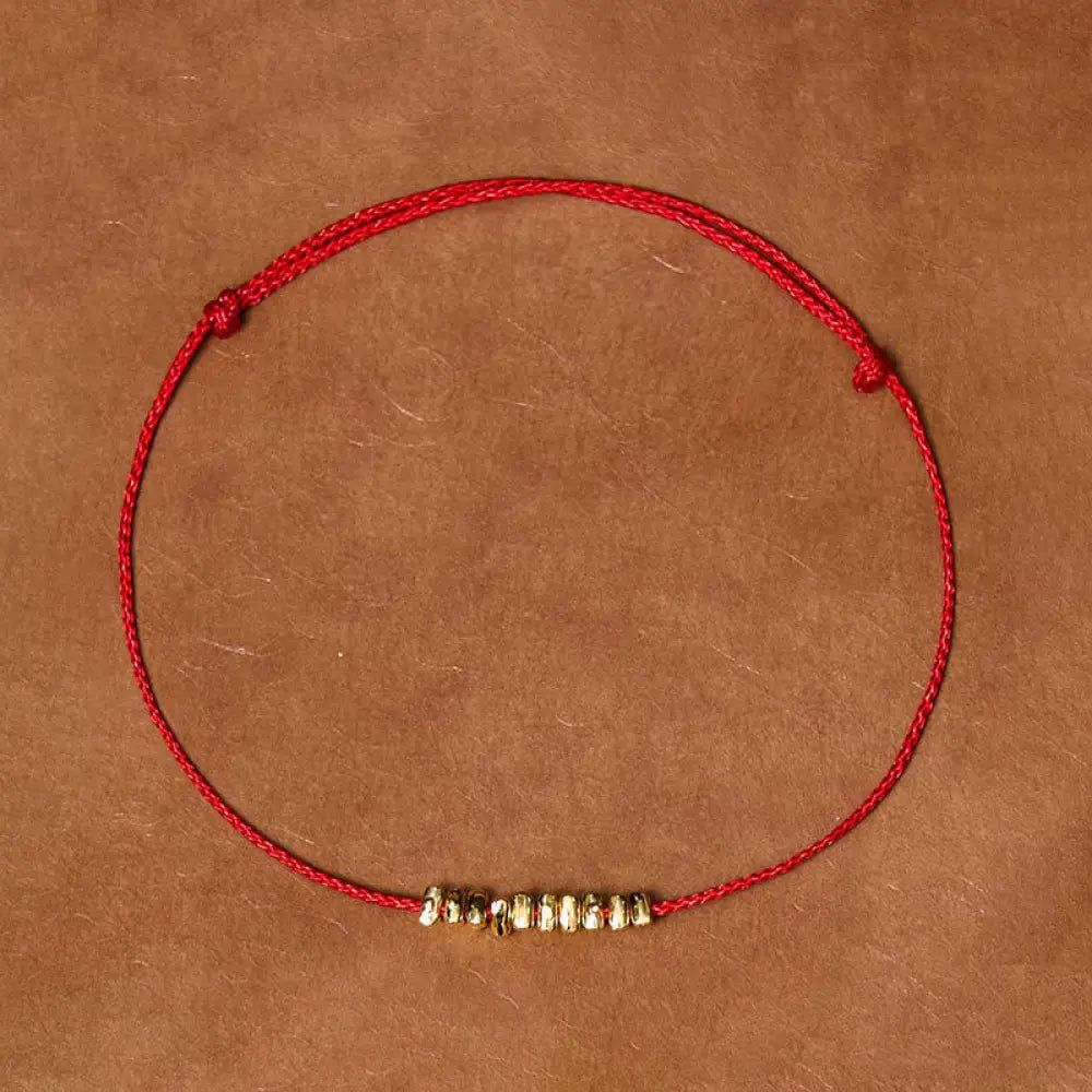 BWOOOH Handmade 925 Sterling Silver Small Pieces Protection Braided Ultra-Thin Rope Bracelet - BWOOOH - Gold-Red