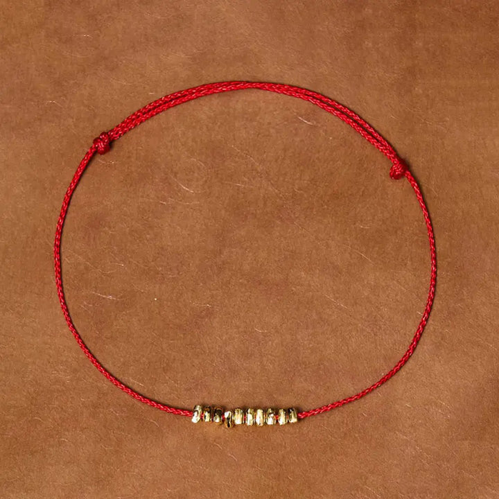 BWOOOH Handmade 925 Sterling Silver Small Pieces Protection Braided Ultra-Thin Rope Bracelet - BWOOOH - Gold-Red