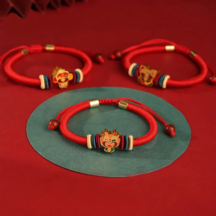 BWOOOH Handmade 925 Sterling Silver Year of the Dragon Cute Chinese Zodiac Luck Braided Red Bracelet - BWOOOH