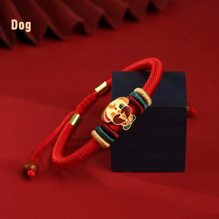 Buddha Stones Handmade 925 Sterling Silver Year of the Dragon Cute Chinese Zodiac Luck Braided Red Bracelet - BWOOOH