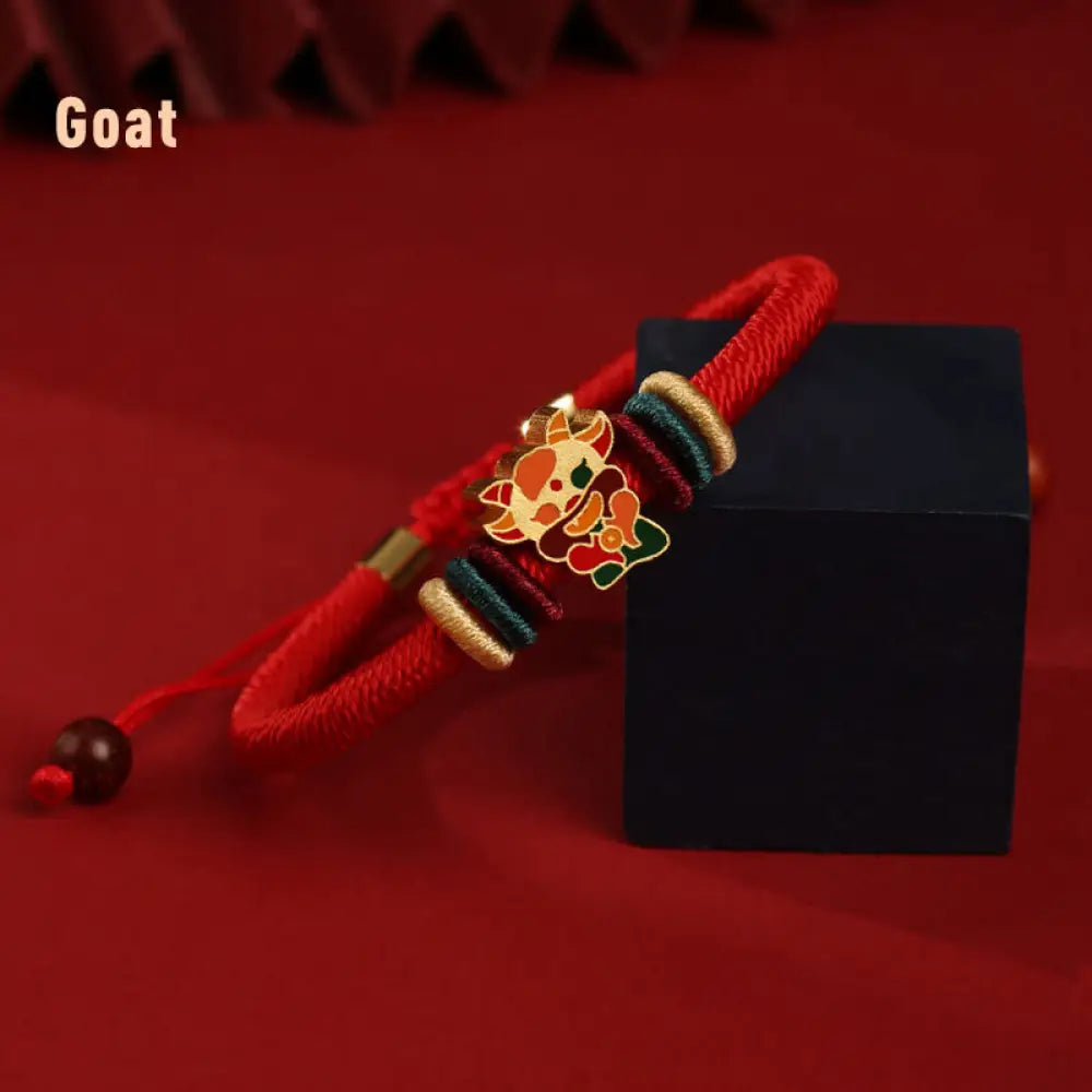 Buddha Stones Handmade 925 Sterling Silver Year of the Dragon Cute Chinese Zodiac Luck Braided Red Bracelet - BWOOOH