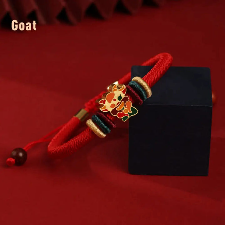 Buddha Stones Handmade 925 Sterling Silver Year of the Dragon Cute Chinese Zodiac Luck Braided Red Bracelet - BWOOOH