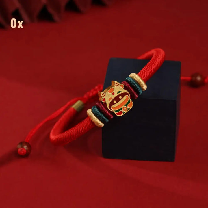 Buddha Stones Handmade 925 Sterling Silver Year of the Dragon Cute Chinese Zodiac Luck Braided Red Bracelet - BWOOOH