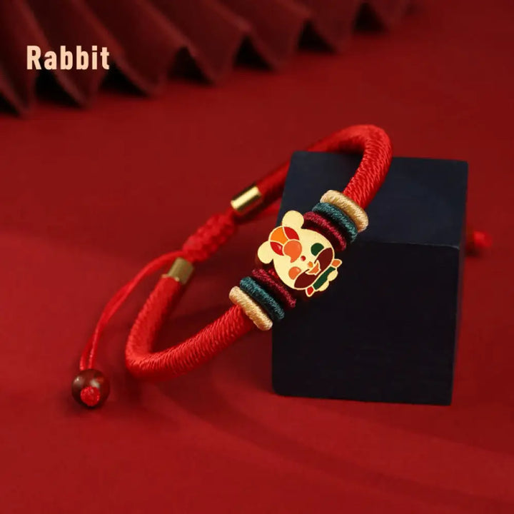 Buddha Stones Handmade 925 Sterling Silver Year of the Dragon Cute Chinese Zodiac Luck Braided Red Bracelet - BWOOOH