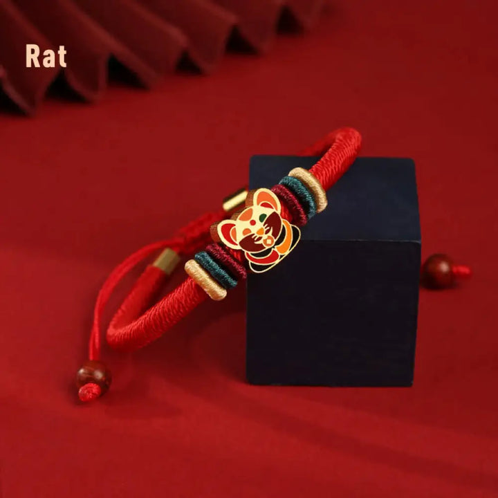 Buddha Stones Handmade 925 Sterling Silver Year of the Dragon Cute Chinese Zodiac Luck Braided Red Bracelet - BWOOOH