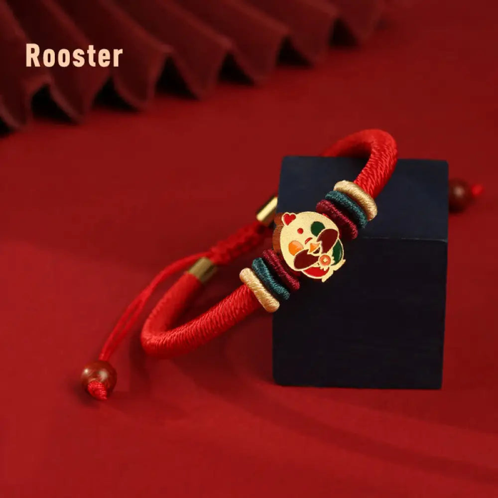 Buddha Stones Handmade 925 Sterling Silver Year of the Dragon Cute Chinese Zodiac Luck Braided Red Bracelet - BWOOOH