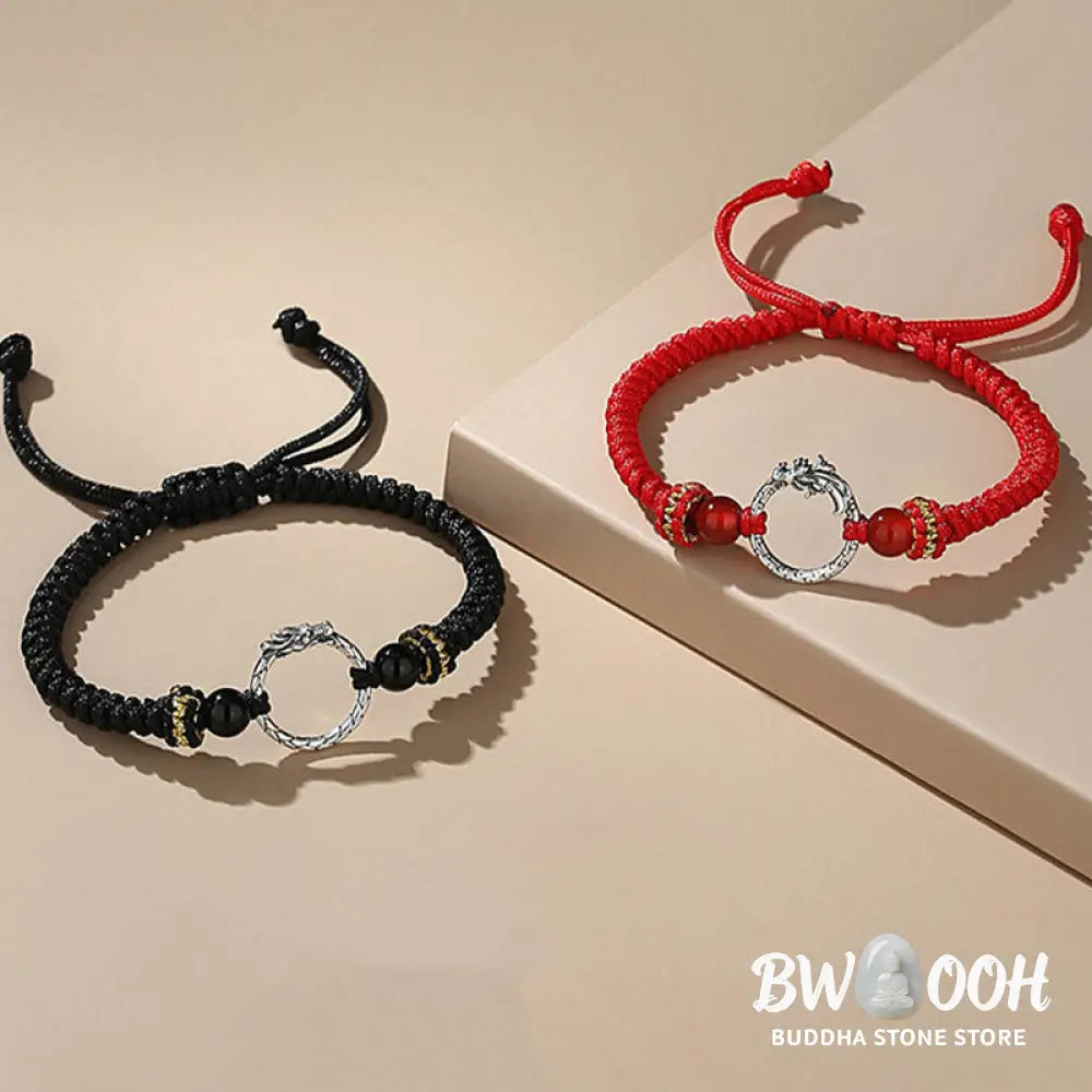 BWOOOH Handmade 925 Sterling Silver Year of the Dragon Phoenix Peace Buckle Luck Couple | spiritual healing bracelet