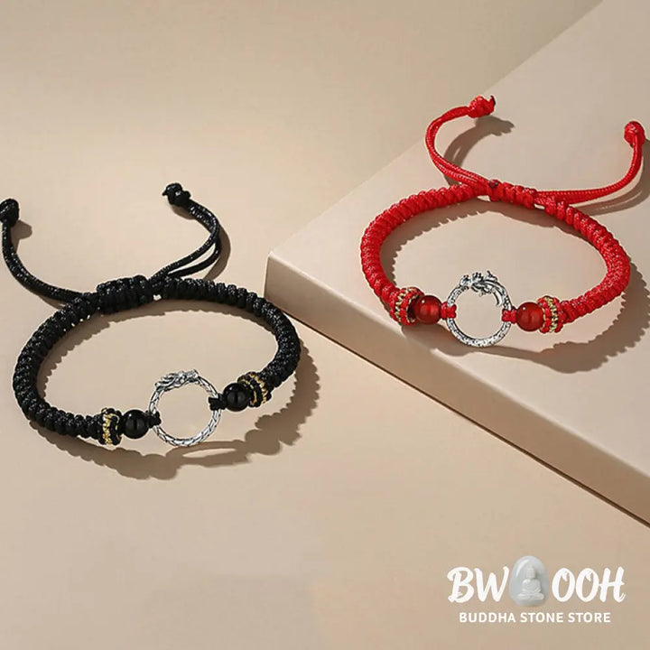 BWOOOH Handmade 925 Sterling Silver Year of the Dragon Phoenix Peace Buckle Luck Couple | spiritual healing bracelet