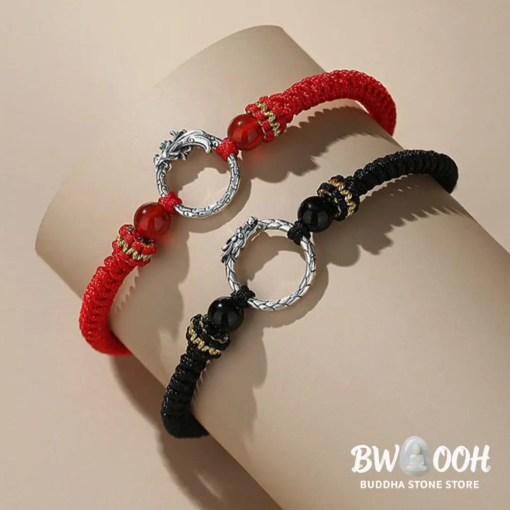 BWOOOH Handmade 925 Sterling Silver Year of the Dragon Phoenix Peace Buckle Luck Couple | spiritual healing bracelet