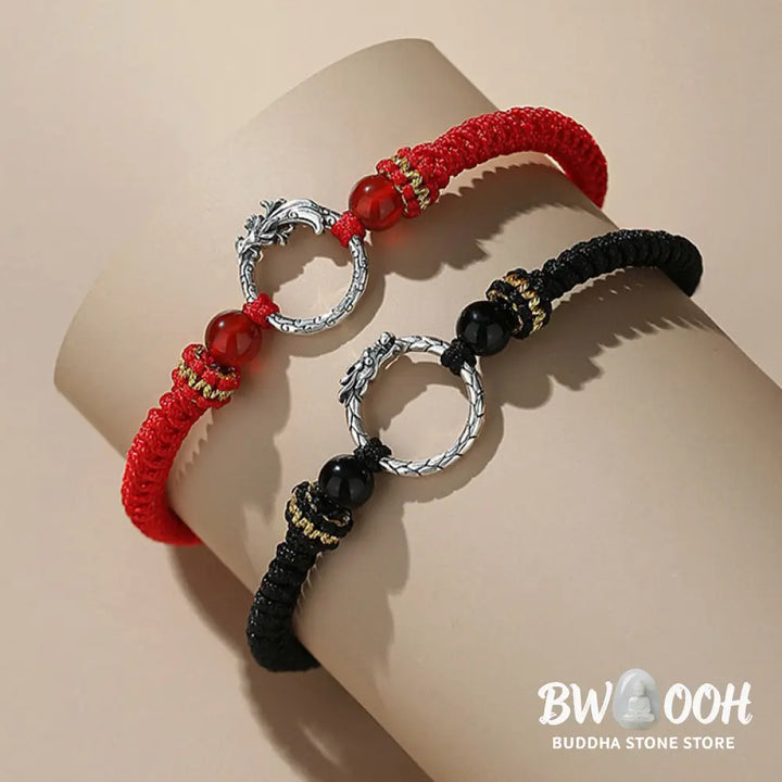BWOOOH Handmade 925 Sterling Silver Year of the Dragon Phoenix Peace Buckle Luck Couple | spiritual healing bracelet