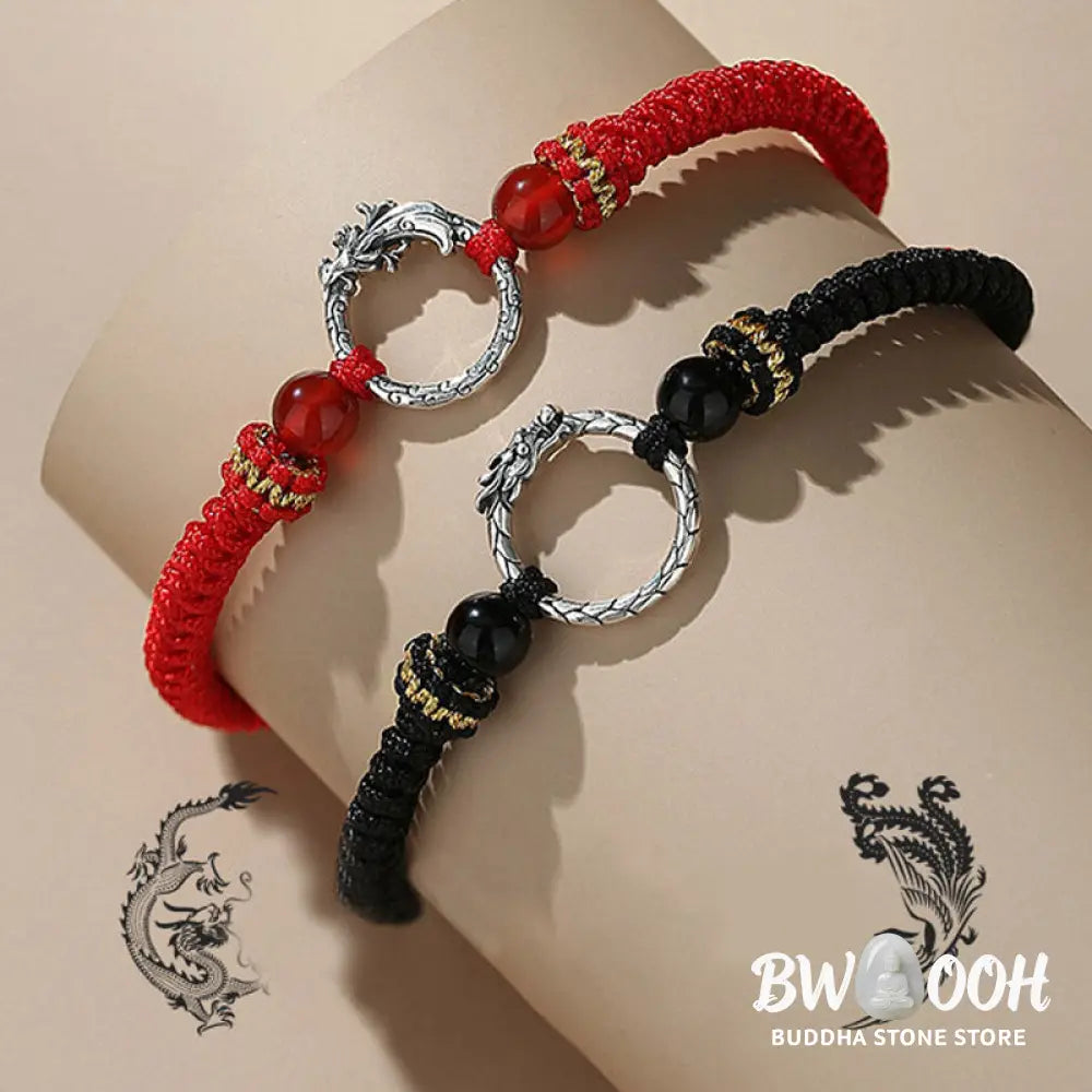 BWOOOH Handmade 925 Sterling Silver Year of the Dragon Phoenix Peace Buckle Luck Couple | spiritual healing bracelet
