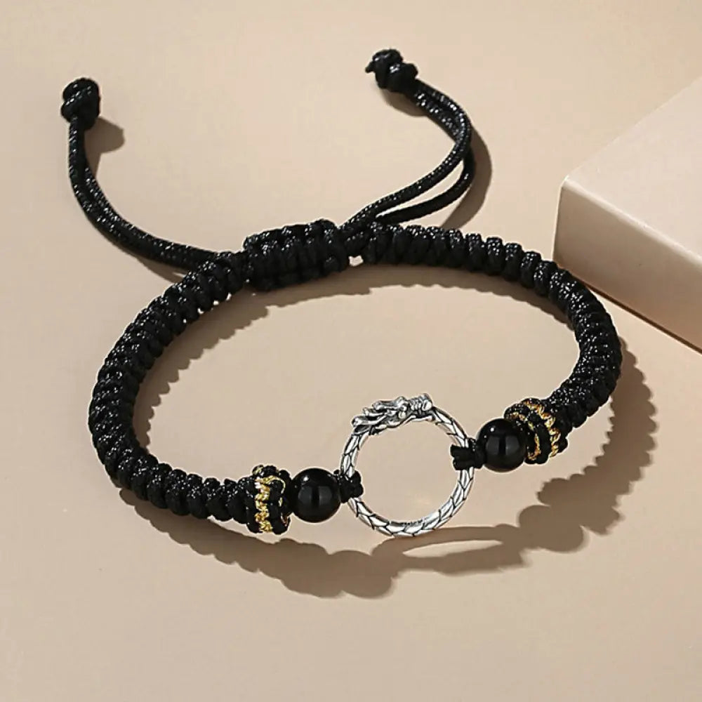 BWOOOH Handmade 925 Sterling Silver Year of the Dragon Phoenix Peace Buckle Luck Couple Bracelet