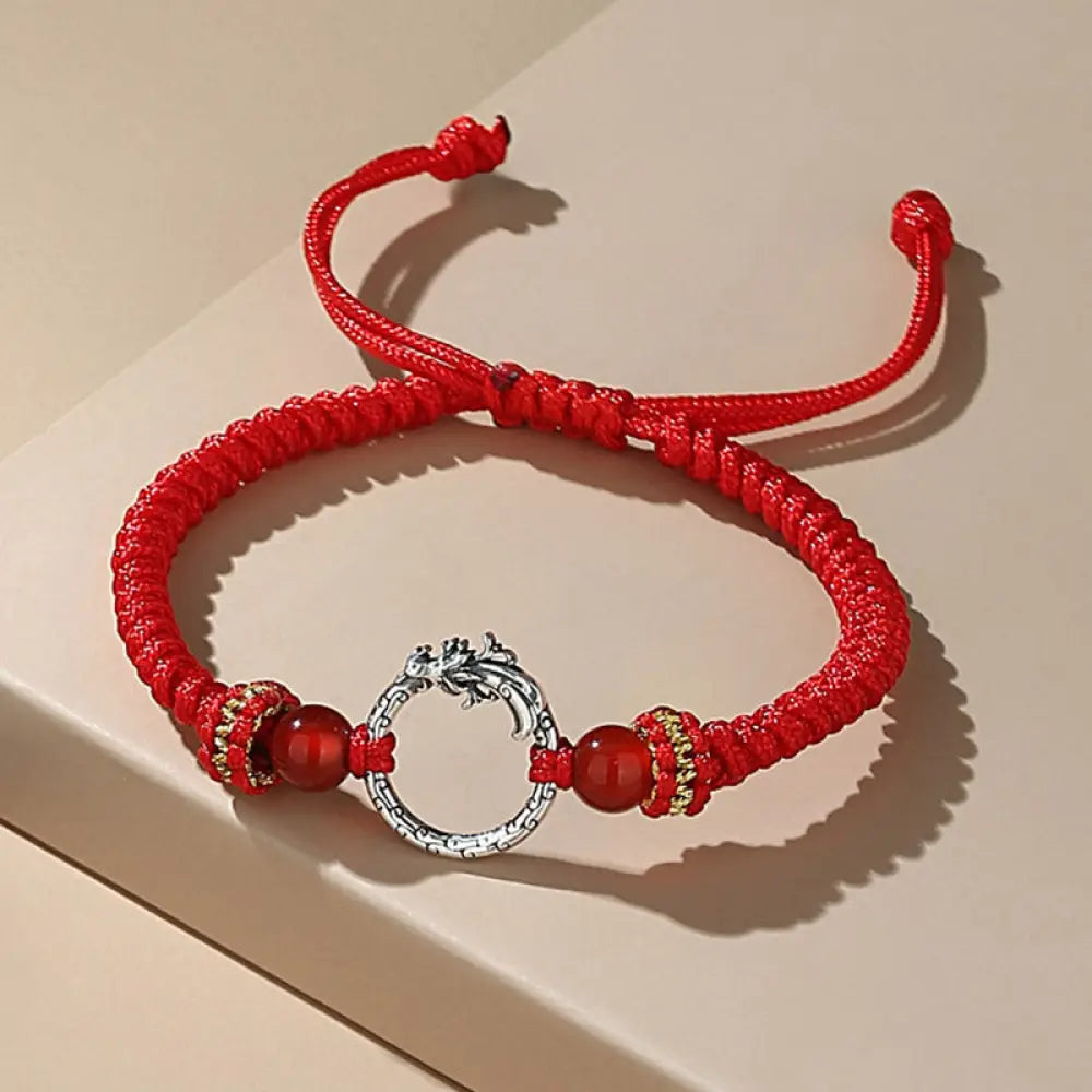 BWOOOH Handmade 925 Sterling Silver Year of the Dragon Phoenix Peace Buckle Luck Couple Bracelet