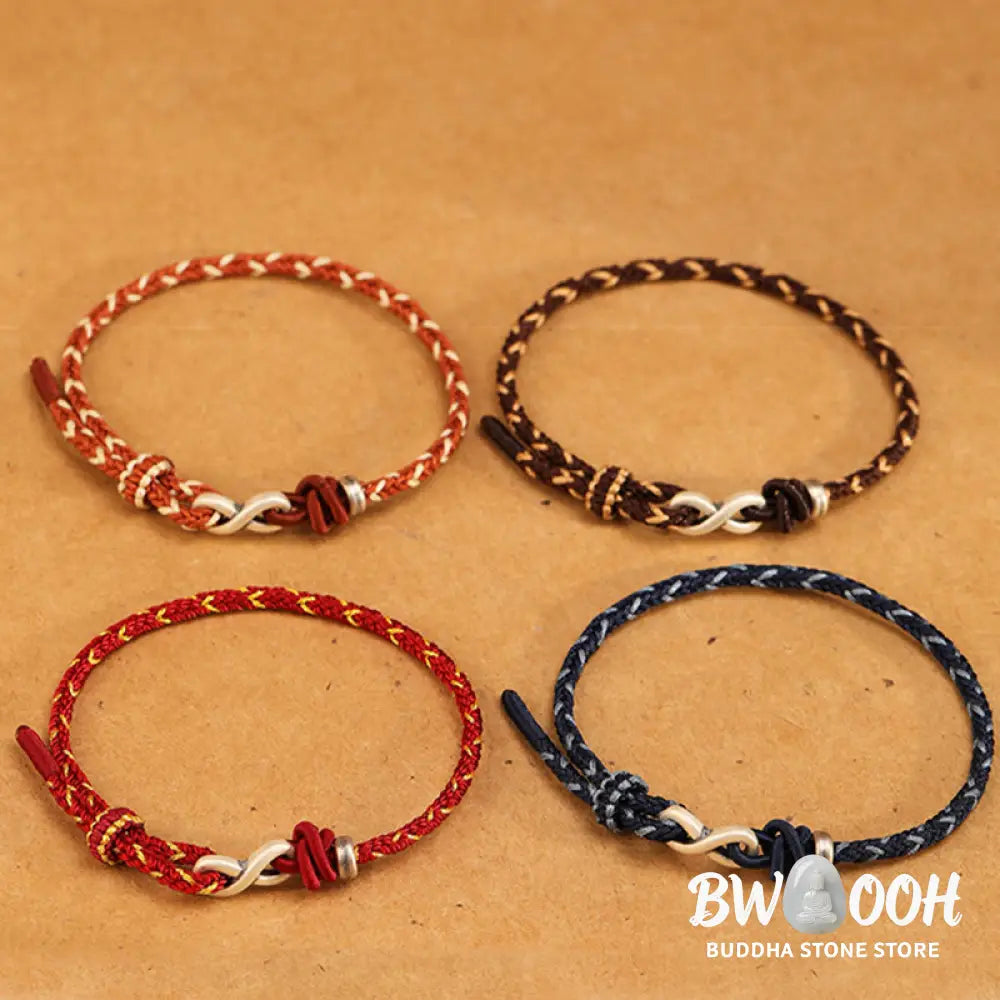 Buddha Stones Handmade 999 Sterling Silver Endless Knot Infinity Symbol Luck Rope Bracelet - BWOOOH - Bracelet