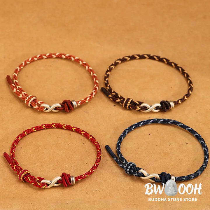 Buddha Stones Handmade 999 Sterling Silver Endless Knot Infinity Symbol Luck Rope Bracelet - BWOOOH - Bracelet