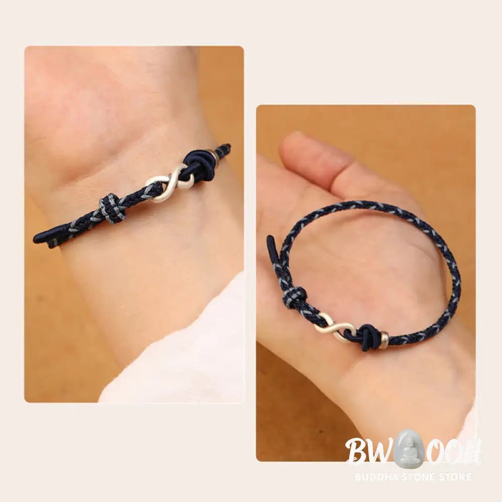 Buddha Stones Handmade 999 Sterling Silver Endless Knot Infinity Symbol Luck Rope Bracelet - BWOOOH - Bracelet