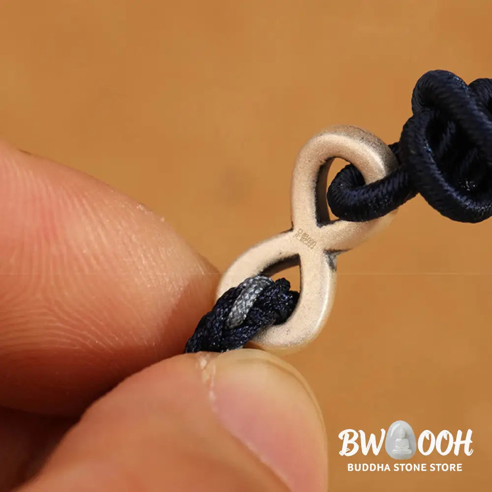 Buddha Stones Handmade 999 Sterling Silver Endless Knot Infinity Symbol Luck Rope Bracelet - BWOOOH - Bracelet