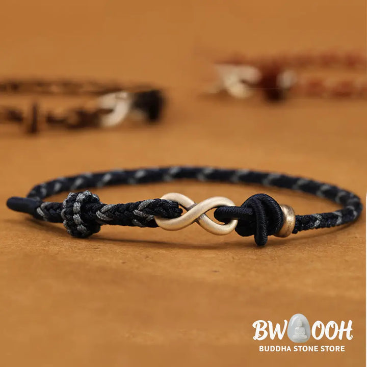 Buddha Stones Handmade 999 Sterling Silver Endless Knot Infinity Symbol Luck Rope Bracelet - BWOOOH - Bracelet