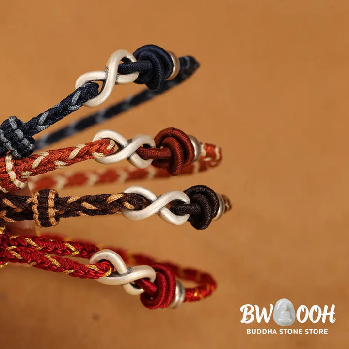 Buddha Stones Handmade 999 Sterling Silver Endless Knot Infinity Symbol Luck Rope Bracelet - BWOOOH - Bracelet