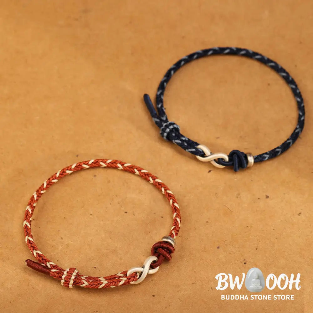 Buddha Stones Handmade 999 Sterling Silver Endless Knot Infinity Symbol Luck Rope Bracelet - BWOOOH - Bracelet