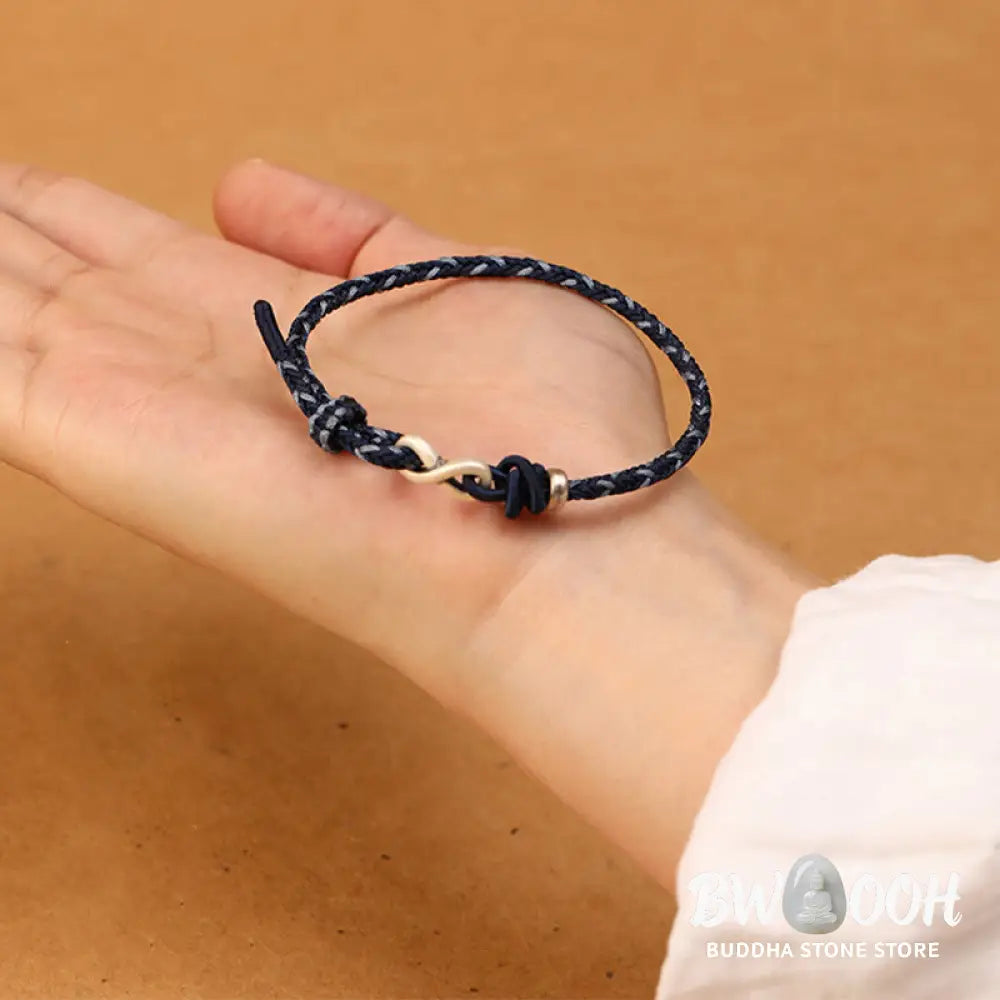 Buddha Stones Handmade 999 Sterling Silver Endless Knot Infinity Symbol Luck Rope Bracelet - BWOOOH - Bracelet