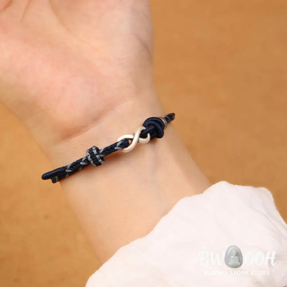 Buddha Stones Handmade 999 Sterling Silver Endless Knot Infinity Symbol Luck Rope Bracelet - BWOOOH - Bracelet