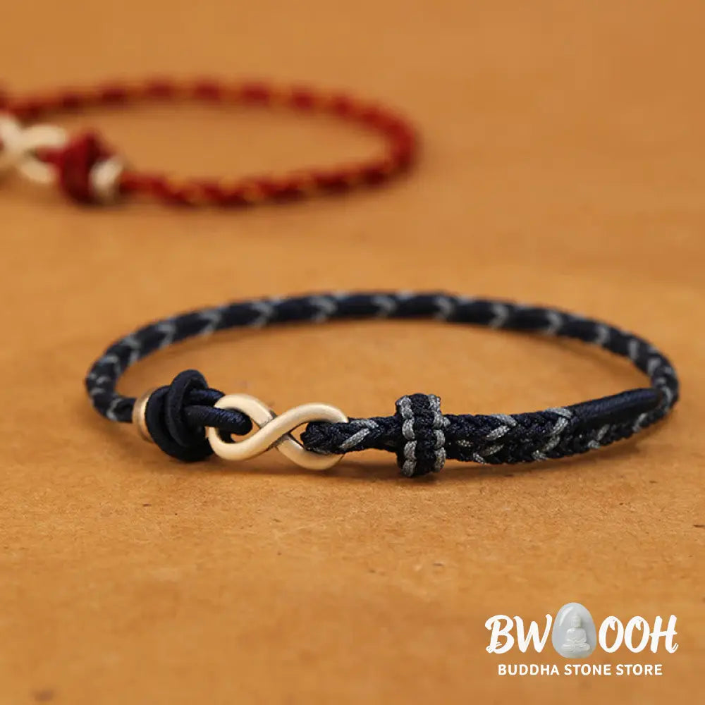 Buddha Stones Handmade 999 Sterling Silver Endless Knot Infinity Symbol Luck Rope Bracelet - BWOOOH - Bracelet