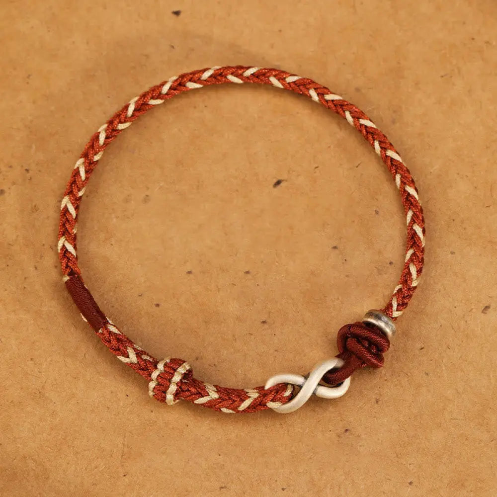 BWOOOH Handmade 999 Sterling Silver Endless Knot Infinity Symbol Luck Rope Bracelet - BWOOOH - Chocolate