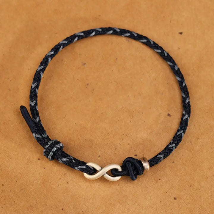Buddha Stones Handmade 999 Sterling Silver Endless Knot Infinity Symbol Luck Rope Bracelet - BWOOOH - Dark Blue