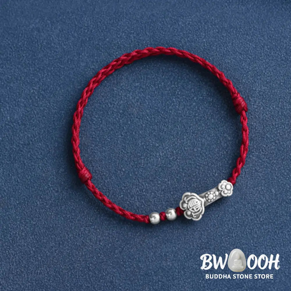 Buddha Stones Handmade 999 Sterling Silver Fu Character Wish Ruyi Handle Fortune Rope Bracelet Anklet - BWOOOH