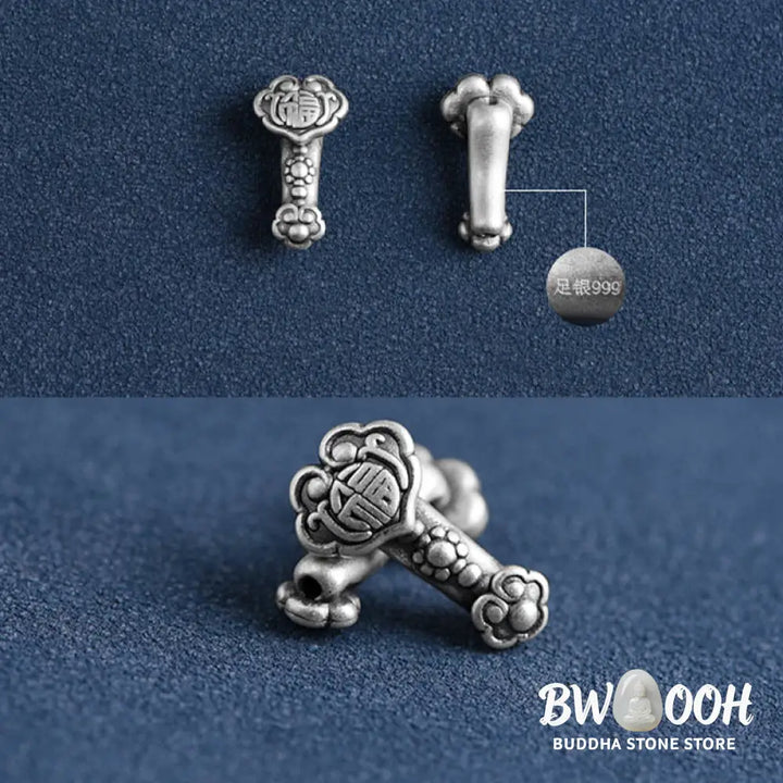 Buddha Stones Handmade 999 Sterling Silver Fu Character Wish Ruyi Handle Fortune Rope Bracelet Anklet - BWOOOH