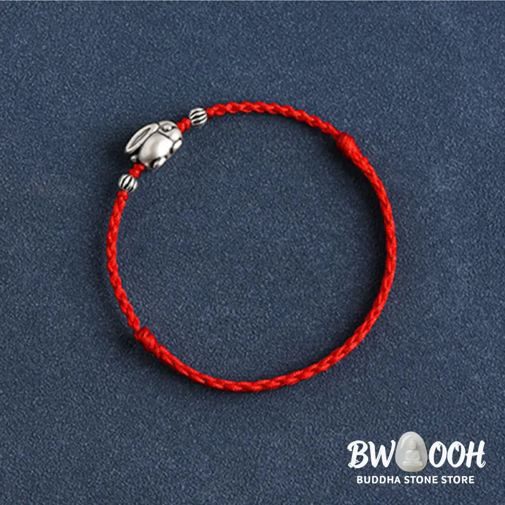 Buddha Stones Handmade 999 Sterling Silver Rabbit Luck Rope Bracelet Anklet - BWOOOH - Bracelet Anklet