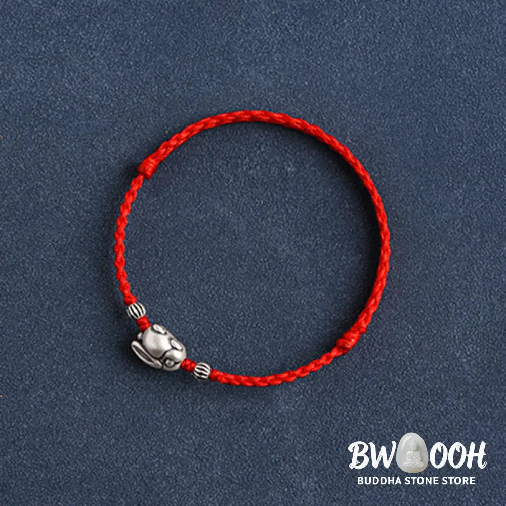 Buddha Stones Handmade 999 Sterling Silver Rabbit Luck Rope Bracelet Anklet - BWOOOH - Bracelet Anklet