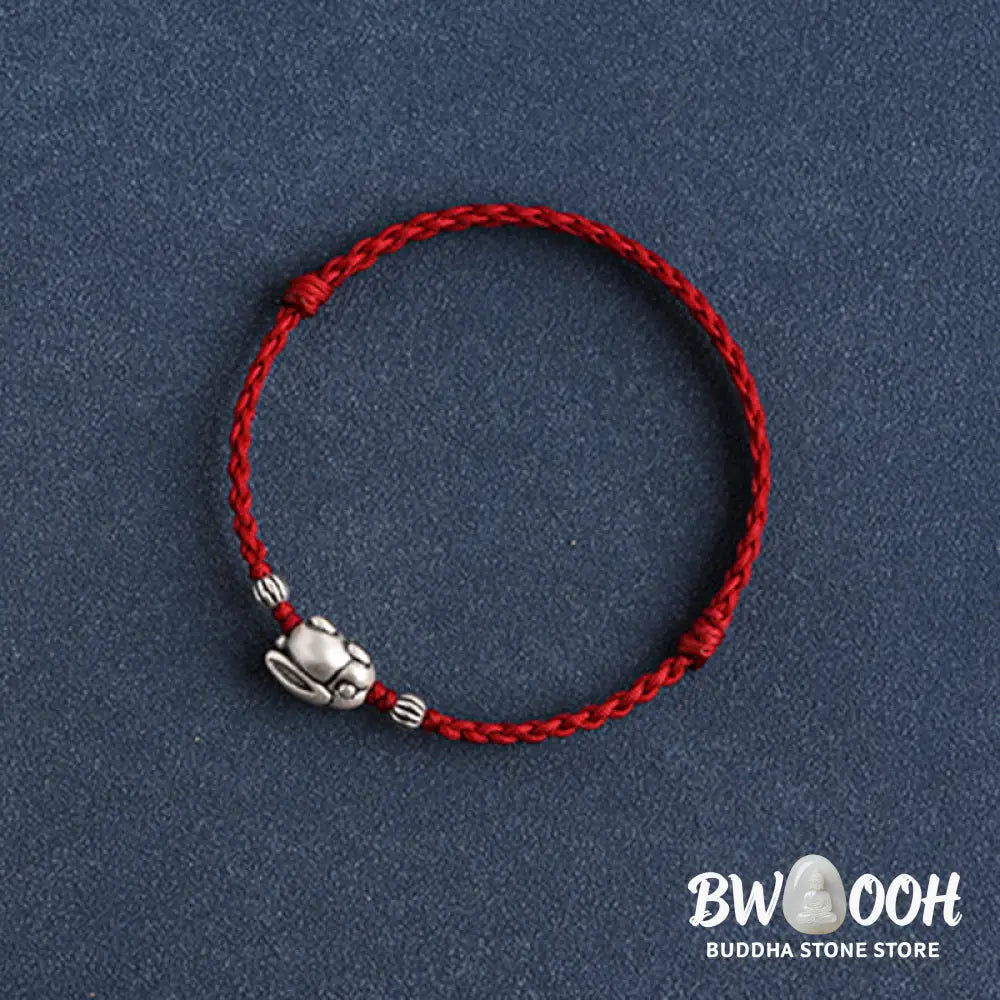 Buddha Stones Handmade 999 Sterling Silver Rabbit Luck Rope Bracelet Anklet - BWOOOH - Bracelet Anklet