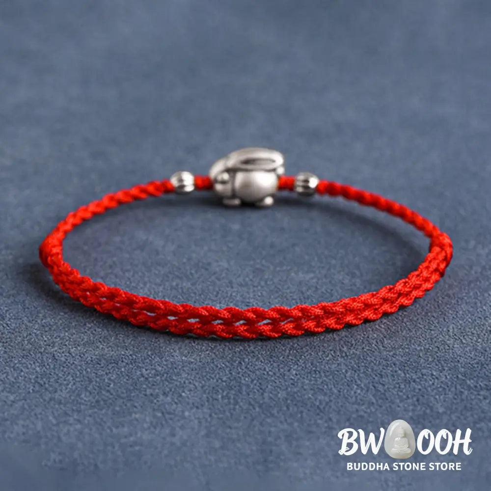 Buddha Stones Handmade 999 Sterling Silver Rabbit Luck Rope Bracelet Anklet - BWOOOH - Bracelet Anklet