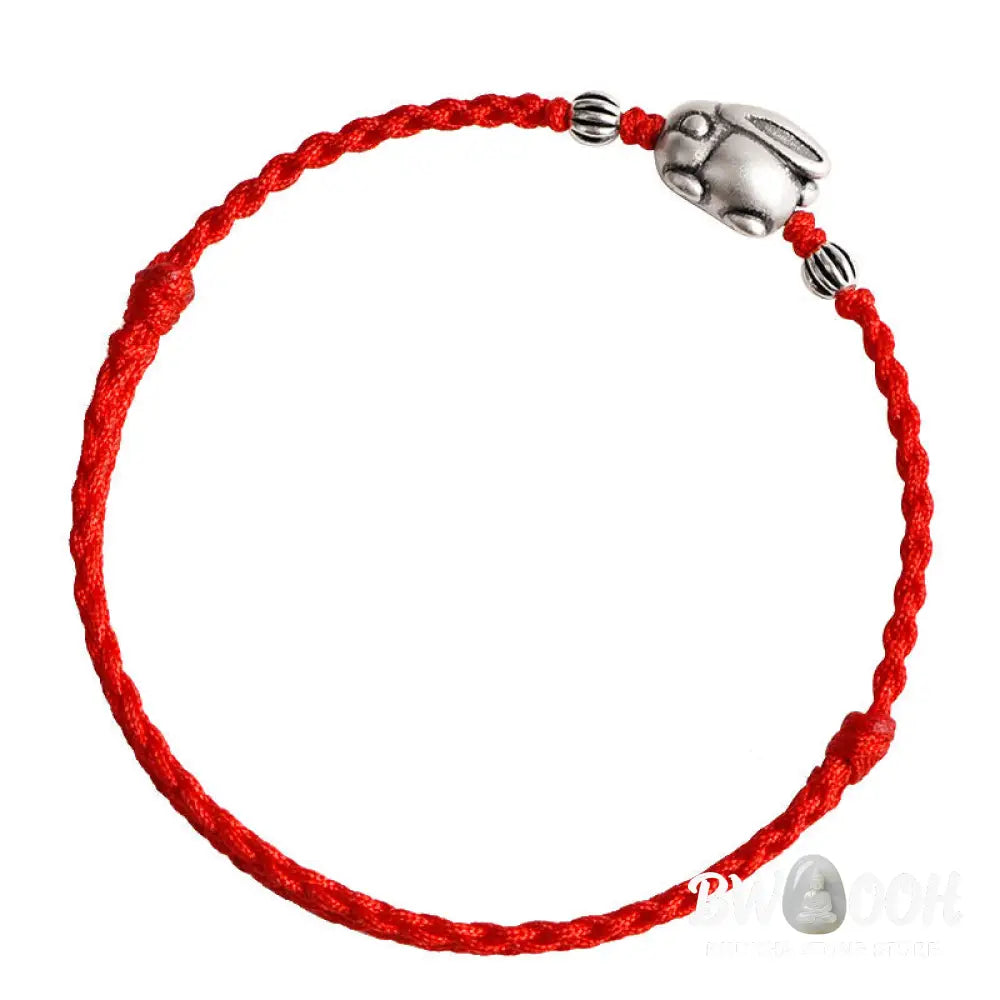 Buddha Stones Handmade 999 Sterling Silver Rabbit Luck Rope Bracelet Anklet - BWOOOH - Bracelet Anklet