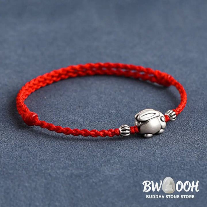 Buddha Stones Handmade 999 Sterling Silver Rabbit Luck Rope Bracelet Anklet - BWOOOH - Bracelet Anklet