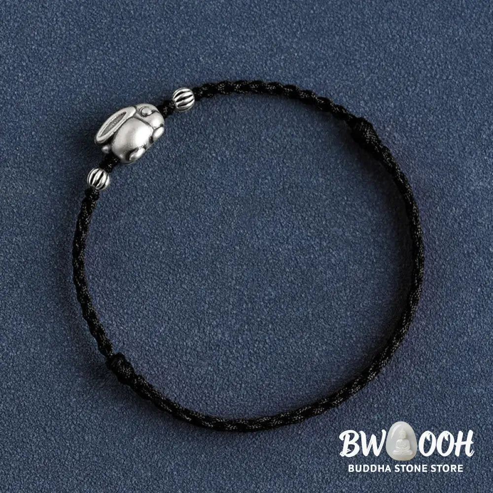 Buddha Stones Handmade 999 Sterling Silver Rabbit Luck Rope Bracelet Anklet - BWOOOH - Bracelet Anklet