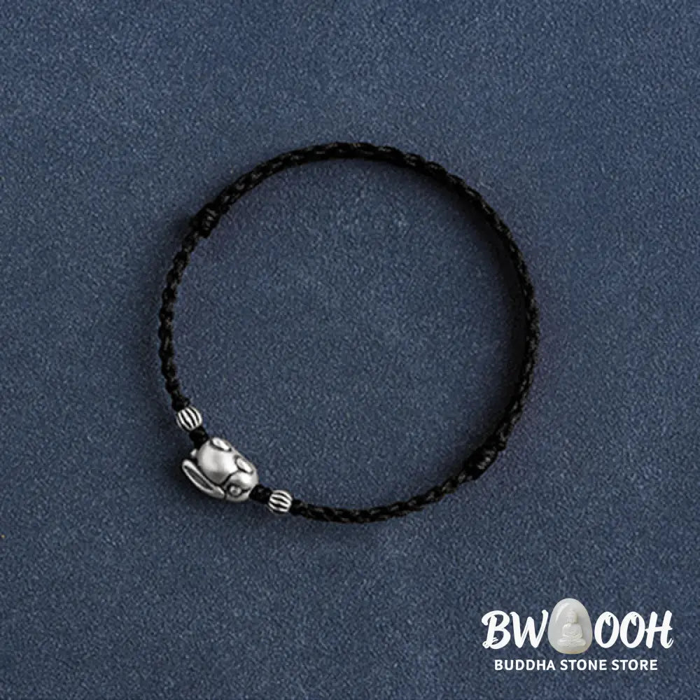 Buddha Stones Handmade 999 Sterling Silver Rabbit Luck Rope Bracelet Anklet - BWOOOH - Bracelet Anklet