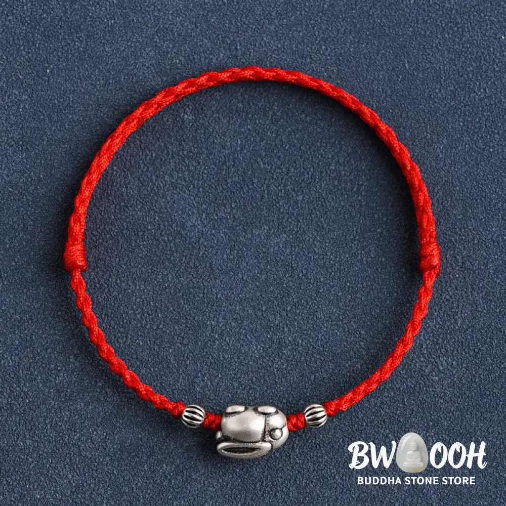 Buddha Stones Handmade 999 Sterling Silver Rabbit Luck Rope Bracelet Anklet - BWOOOH - Bracelet Anklet