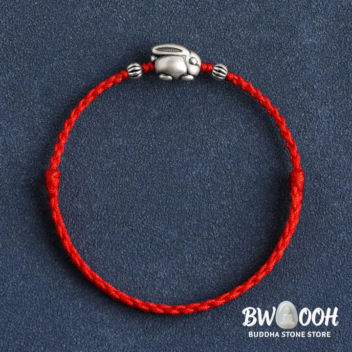 Buddha Stones Handmade 999 Sterling Silver Rabbit Luck Rope Bracelet Anklet - BWOOOH - Bracelet Anklet
