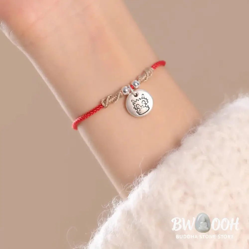 Buddha Stones Handmade 999 Sterling Silver Year of the Dragon Cute Chinese Zodiac Luck Braided Bracelet (Extra 35% Off
