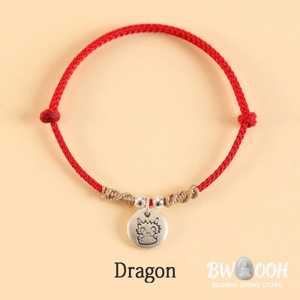 Buddha Stones Handmade 999 Sterling Silver Year of the Dragon Cute Chinese Zodiac Luck Braided Bracelet (Extra 35% Off