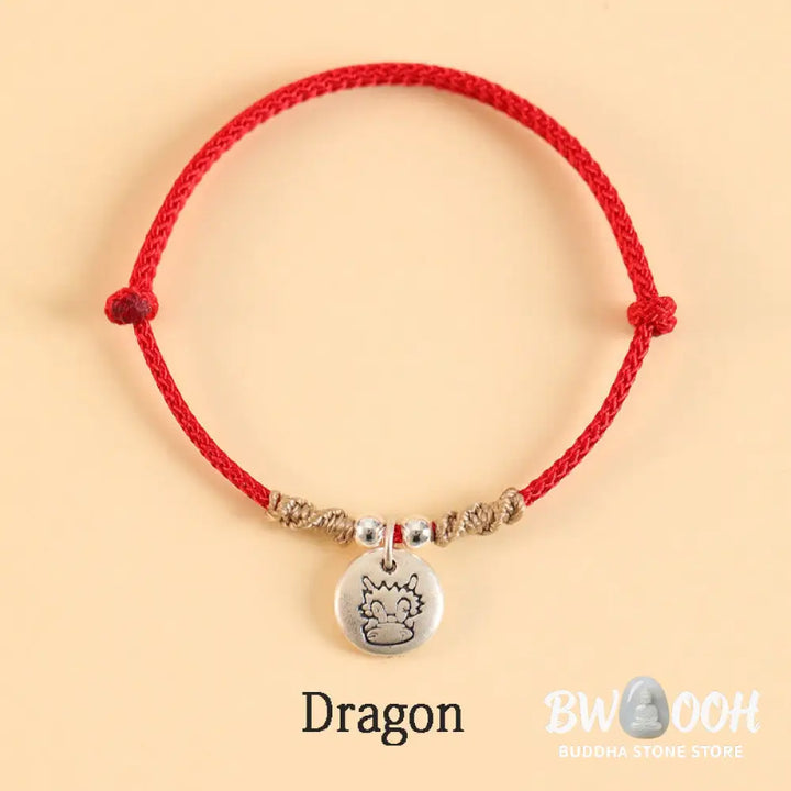 Buddha Stones Handmade 999 Sterling Silver Year of the Dragon Cute Chinese Zodiac Luck Braided Bracelet (Extra 35% Off