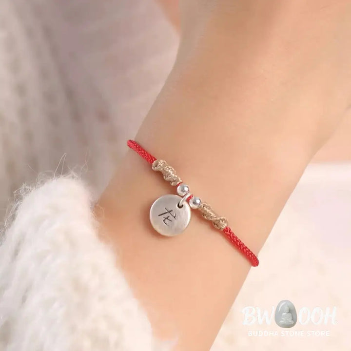 Buddha Stones Handmade 999 Sterling Silver Year of the Dragon Cute Chinese Zodiac Luck Braided Bracelet (Extra 35% Off