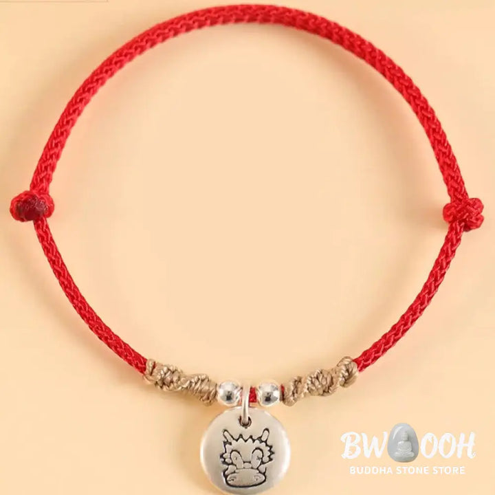 Buddha Stones Handmade 999 Sterling Silver Year of the Dragon Cute Chinese Zodiac Luck Braided Bracelet (Extra 35% Off