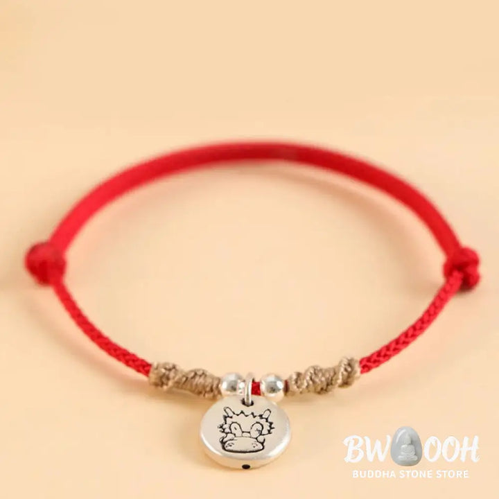 Buddha Stones Handmade 999 Sterling Silver Year of the Dragon Cute Chinese Zodiac Luck Braided Bracelet (Extra 35% Off